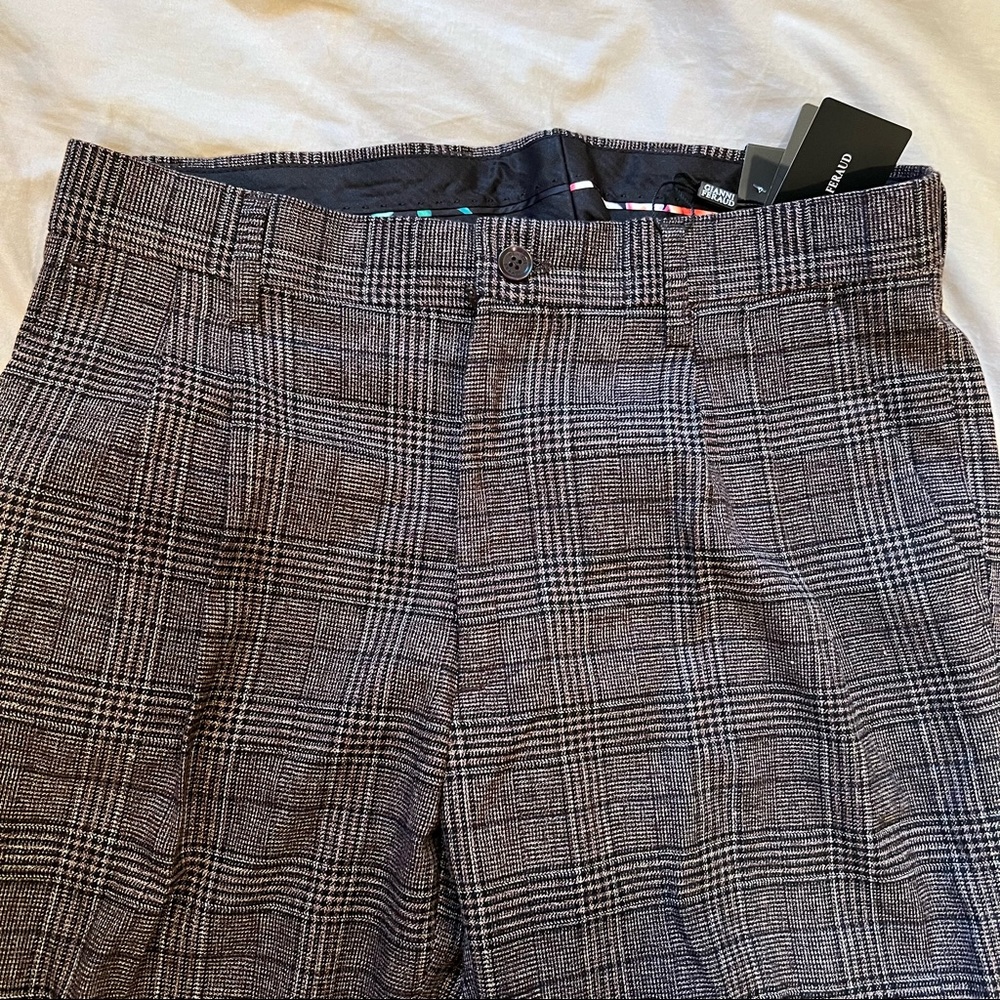 Gianni Feraud will check pleated suit pant, mens 30” NWT